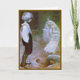 Vintage Child and Faerie Drawing -  Greeting Card Karte