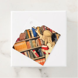 Vintage Children Reading Library Books Geschenkanhänger