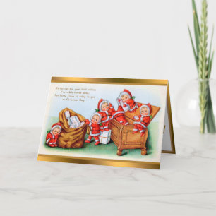 Vintage Children Santa Claus Feiertagskarte