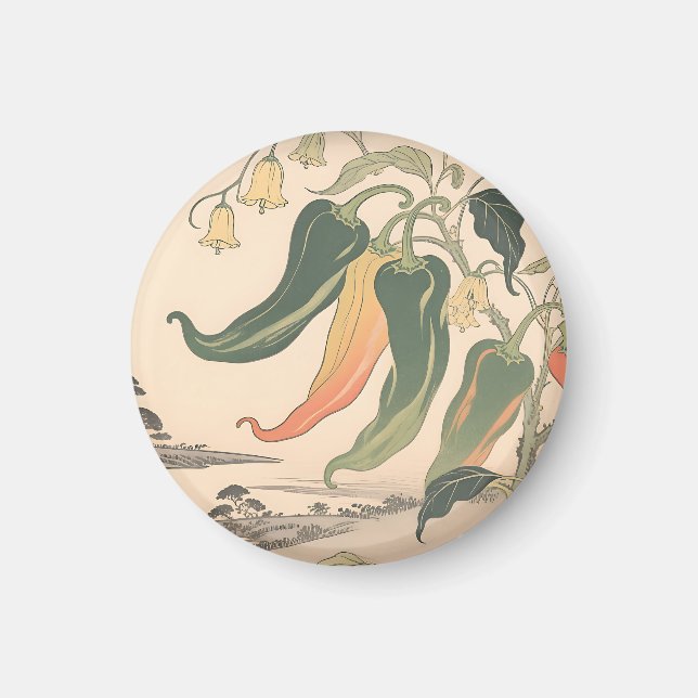Vintage-Chili-Pfeffer-Illustration Magnet (Vorne)