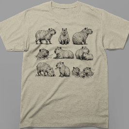 Vintage-Chill-Kapybara-Onsen-Frühlingszeichnung T-Shirt