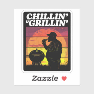 Vintage Chillin’ & Grillin’ Dark Distressed Aufkleber