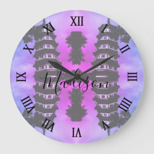 Vintage China Canton die Blumenpagode Große Uhr