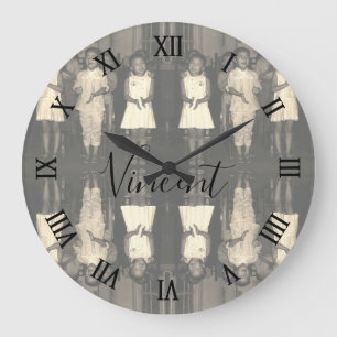 Vintage China Changsha Kinderbetreuung Leinwanddru Große Wanduhr