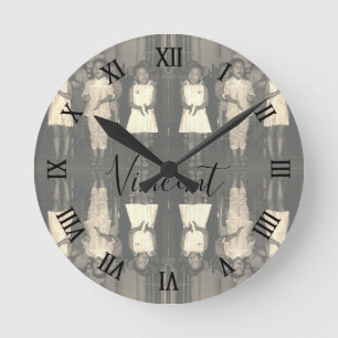 Vintage China Changsha Kinderbetreuung Leinwanddru Runde Wanduhr