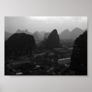 Vintage China Guilin City Überblick Poster
