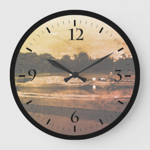 Vintage China Guilin Kormoranfischer großes Clo Große Wanduhr
