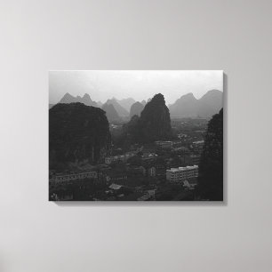 Vintage-China Guilin Stadtüberblick Leinwanddruck