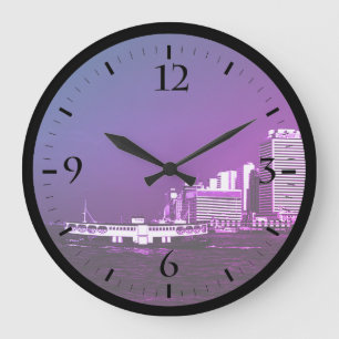 Vintage China Hong Kong Boot Wolkenkratzer Meer Uh Große Wanduhr
