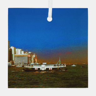 Vintage China Hongkong Boot Wolkenkratzer Meer Ornament Aus Glas