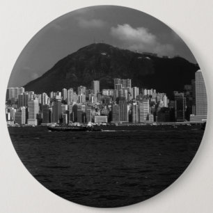 Vintage China Hongkong Bucht Hochhäuser Button