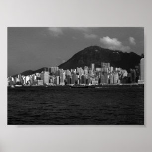 Vintage China Hongkong Bucht Wolkenkratzer Poster