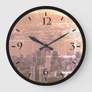 Vintage China Hongkong City Wolkenkratzer Überblic Große Wanduhr