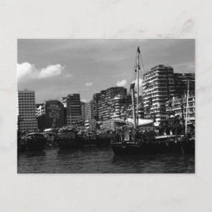Vintage China Hongkong-Hausboote am Fluss Postkarte