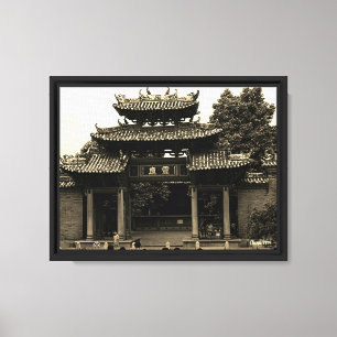 Vintage China Kanton Foshan Ahnen-Tempel Leinwanddruck
