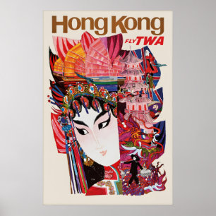 Vintage China-Reiseplakat aus Hongkong Poster