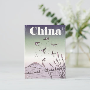 Vintage-China-Reiseposter Postkarte