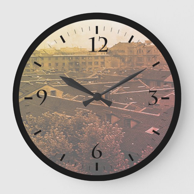Vintage China Shanghai City Large Clock Große Wanduhr (Vorderseite)