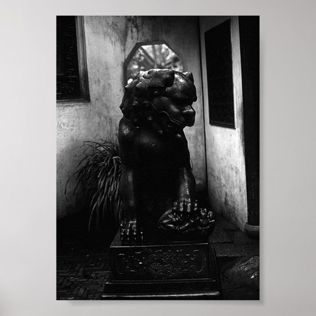 Vintage China Shanghai Yuyuan Gartenstatue Poster (Vorne)