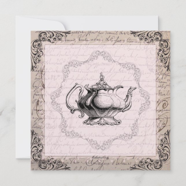 Vintage China Teapot Brautparty Party Einladung (Vorderseite)