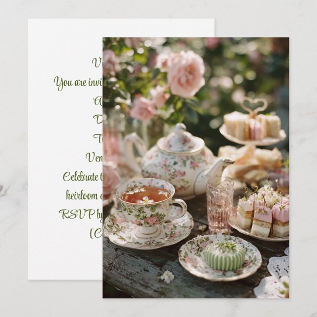 Vintage China | Zeitloser Tee Einladung (Vorne/Hinten)