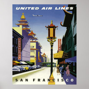 Vintage Chinatown-Straßenszene, San Francisco Poster