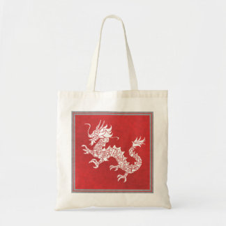 Vintage Chinese Dragon Tribal Emblem Red Tragetasche