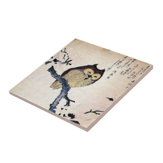 Vintage chinesische Eulen-Fliese - Trivet Fliese