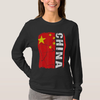 Vintage-chinesische Flagge China Stolz Wurzeln Erb T-Shirt