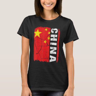 Vintage-chinesische Flagge China Stolz Wurzeln Erb T-Shirt