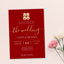 Vintage chinesische Hochzeit in Rot und Gold