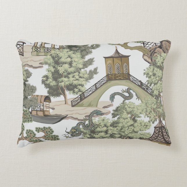 Vintage chinesische Landschaft nahtlos. Chinoi Dekokissen (Vorderseite)