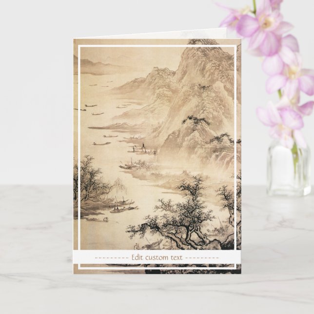 Vintage chinesische Landschaft Sumi-e Karte (Orchidee)