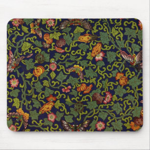 Vintage chinesische Schmetterlinge und Blume Mousepad