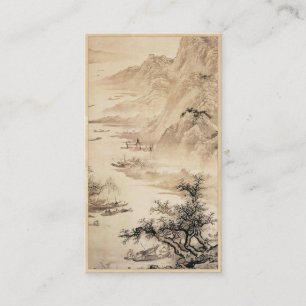 Vintage-chinesische Sumi-e-Malerei Landschaftsszen Visitenkarte