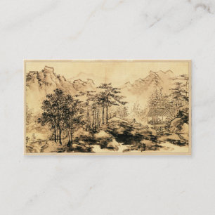 Vintage-chinesische Sumi-e-Malerei Landschaftsszen Visitenkarte