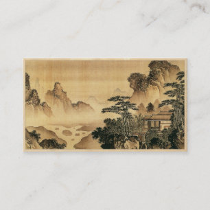 Vintage-chinesische Sumi-e-Malerei Landschaftsszen Visitenkarte