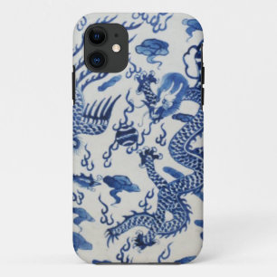 Vintage chinesischer Drache Chinoiserie Monaco bla iPhone 11 Hülle
