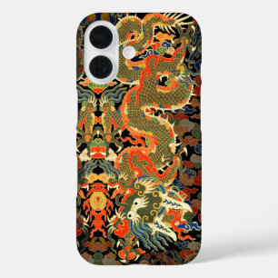 Vintage-chinesischer Drache Textildruck asiatische iPhone 16 Hülle