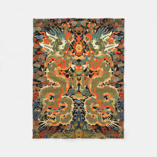 Vintage-chinesischer Drache Textildruck asiatische Fleecedecke
