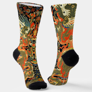 Vintage-chinesischer Drache Textildruck asiatische Socken