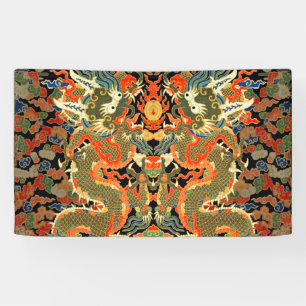 Vintage-chinesischer-Drachen-Textildruck asiatisch Banner
