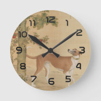 Vintage chinesischer Greyhound-Hund- und Vogelkuns