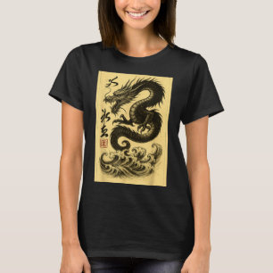 Vintage chinesischer schwarzer Drache asiatische j T-Shirt