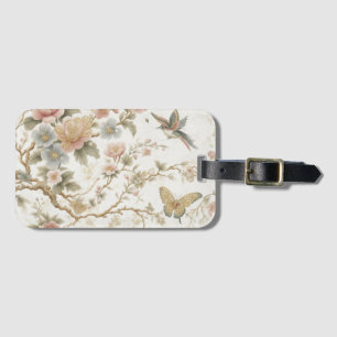 Vintage chinesisches Blumenmuster mit Kolibri Gepäckanhänger