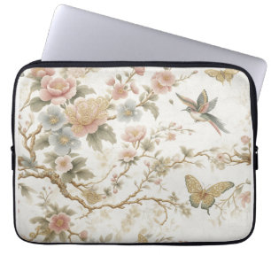 Vintage chinesisches Blumenmuster mit Kolibri Laptopschutzhülle