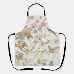 Vintage chinesisches Blumenmuster mit Kolibri Schürze