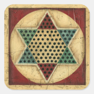 Vintage-Chinesisches Damebrett von Ethan Harper Quadratischer Aufkleber