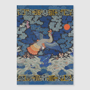 Vintage-chinesisches Kranichmuster: Kaiserblau Magnetkarte