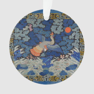 Vintage-chinesisches Kranichmuster: Kaiserblau Ornament